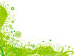 Green funky floral horizontal background