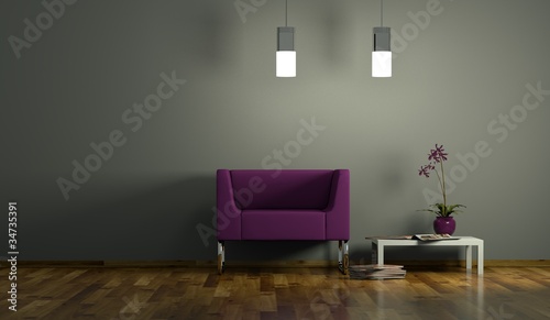 Illustration: Wohndesign - lila Sessel beleuchtet Wohndesign - lila Sessel beleuchtet