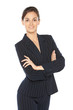 Young business woman standing with folded hands
