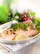 grilled salmon with green salad