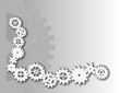 Corner border background with gray gears