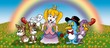 Princess and Animals - Cartoon Illustration