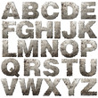 Iron alphabet isolated on white background.