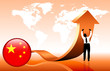 Businessman holding arrow with China Internet Button