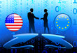 Business team with Internet Flag Button background Business team with Internet Flag Button background