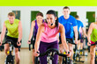 Photo: Indoor bycicle cycling in gym Indoor bycicle cycling in gym
