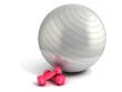 fitness ball and weights isolated