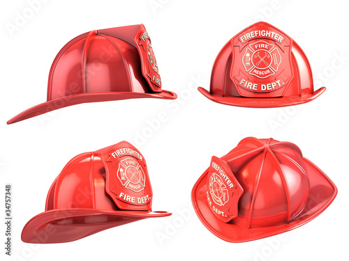 Illustration: fireman helmet from various angles 3d illustration fireman helmet from various angles 3d illustration