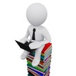 3D man sitting on a pile of books 3D man sitting on a pile of books