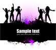 Dancing young people summer vector background text card