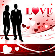 Vector: Young Couple on Love Background Young Couple on Love Background