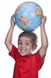 child with a globe