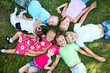 Six  cute children and dog