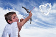 adorable boy dressed as Cupid