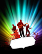 Vektor: Live Music Band on Abstract Tropical Frame with Spectrum Live Music Band on Abstract Tropical Frame with Spectrum