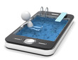 3D little human character Ralaxing in a Pool.