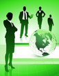 Business Team with Globe on Abstract Background Business Team with Globe on Abstract Background