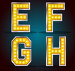 Gold color silver stroke with lamps alphabet