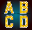 Gold color silver stroke with lamps alphabet