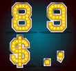 Gold color silver stroke with lamps alphabet