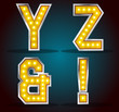 Gold color silver stroke with lamps alphabet