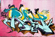 Abstract Graffiti detail on the textured wall