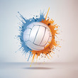 Volleyball Ball in Paint on Vignette Background. Vector.