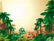 Dinosauri Cuccioli Sfondo-Baby Dinosaur Tropical Background Dinosauri Cuccioli Sfondo-Baby Dinosaur Tropical Background