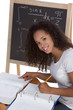 ethnic black college student woman studying math exam ethnic black college student woman studying math exam