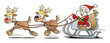 Santa with 2 Reindeers and Sledge / isolated