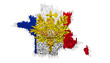 Illustration of france with flag and blocks
