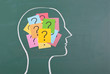 Human brain and colorful question mark Human brain and colorful question mark