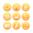 set of 9 orange technology with arrows signs