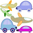 Application from a fabric in the form of cars and planes. Application from a fabric in the form of cars and planes.
