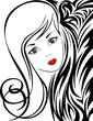Black and white background with a girl