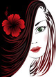 Black and white background with a woman