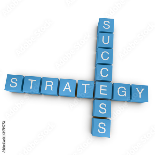 Illustration: Strategic success 3D crossword on white background Strategic success 3D crossword on white background