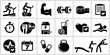 Vector bodybuilding icons set.