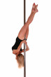 Photo: Young woman exercising pole dance fitness Young woman exercising pole dance fitness