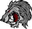 Wolf Mascot Cartoon with Snarling Face