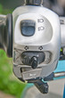 Close-up view of motorcycle handlebar controls Close-up view of motorcycle handlebar controls