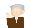 挨拶するおじいちゃん