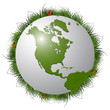 earth globe, grass and ladybugs