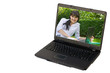 Photo: Junge Frau mit Laptop auf dem Bildschirm Junge Frau mit Laptop auf dem Bildschirm