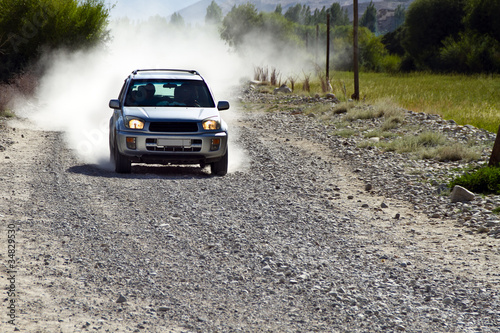 Photo: A car on the road of Pamirs A car on the road of Pamirs