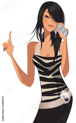 Vector: woman holding mobile phone woman holding mobile phone