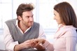 Attractive couple having engagement smiling