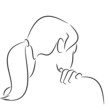 Silhouette of a woman holding her back