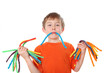 Boy holding colorful licorice candy