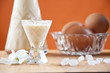 glass of eggnog wit eggs